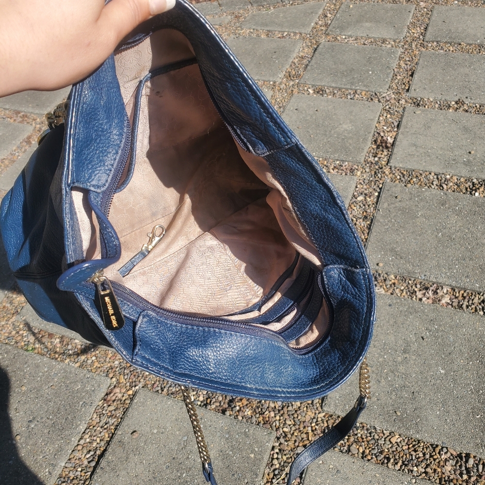Michael Kors blue leather chain strap shoulder bag - Picture 11 of 12